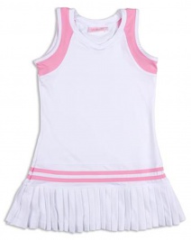 Girls white tennis dress with pink trim